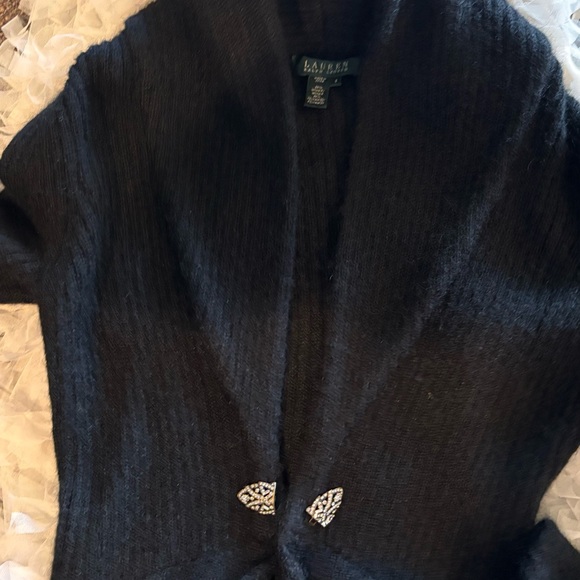 Lauren Ralph Lauren Black Cardigan with Embellished Buttons - Picture 1 of 4
